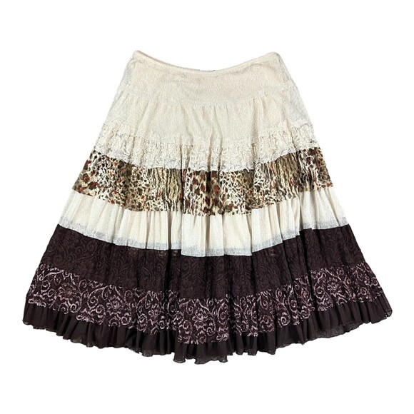 Cache Tiered Midi Skirt Size M Pull-On Full Skirt Boho Y2K Fairy Whimsycore - Picture 1 of 7